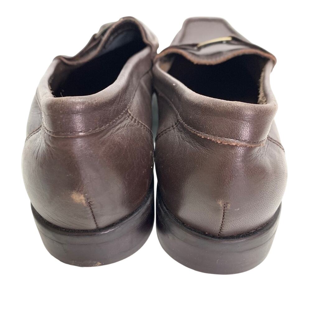 MARKON Womens Square Toe Brown Leather Loafers Flats ALPHA Slip On Shoes sz 10 - Picture 3 of 16